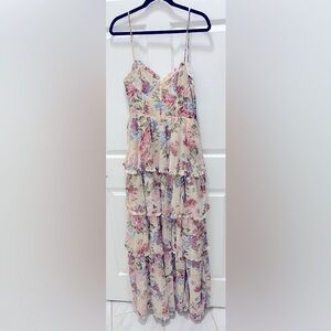 Cream tiered floral maxi dress - NWT. Perfect for spring/summer events